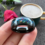 Terrific Galaxy Opal Brushed 8MM Cool Wedding Comfort Fit Bands Rings Tungsten Jewelry For Men and Women