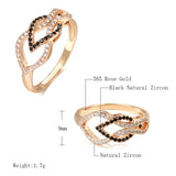 New Crossing Hollow Filled 14K Rose Gold Full Black White AAA Zircon Diamonds Women Fashion Jewelry Party Rings