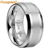 Popular Beveled Center Brushed and Polished 10mm Large Ring Men's Tungsten Engagement Comfortable Fit Ring
