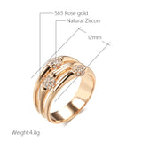 New Unique Fashion Rolled 14K Rose Gold AAA+ Zircon Diamonds Wide Big Rings - Modern Wedding Party Daily Jewelry