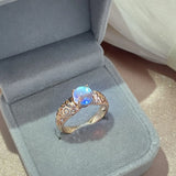 New Arrival Luxury Fashion Texture Gradient Moonstone Filled 14K Rose Gold Fashion Fine Jewelry Rings