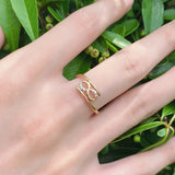 Minimalist Double Twist White 14K Rolled Rose Gold AAA Zircon Diamonds Geometric Rings For Women Fine Party Jewelry
