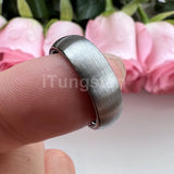 Superb Blue Domed Brushed 6mm 8mm  Tungsten Carbide Ring for Men and Women Comfort Fit Engagement Wedding Band
