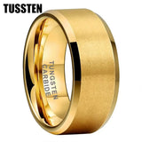 Beveled Edges Matte Finish Gold/Black Tone 10mm Tungsten Carbide Rings for Men Women Fashion Engagement Wedding Band