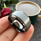 Classic Stepped Beveled Great Workmanship Big 10MM Mens Tungsten Wedding Bands Ideal  Fathers' Day Gift Jewelry