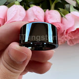Shiny Tungsten Pipe Cut Polished 12mm Large Men Ring  Comfort Fit Wedding Band Fashion Jewelry
