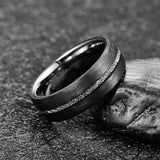 Marvelous Inlaid Carbon Fiber + Imitation Vermiculite 8mm Width Men's Tungsten Carbide Ring Wedding Band