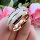 Popular Grooved Brushed Beveled Finish 6mm 8mm Classic Wedding Band Men Women Tungsten Carbide Comfort Fit Ring