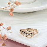 Superb Fashion Geometry 14K Rolled Rose Gold AAA Black Zircon Diamonds Rings for Women - Vintage Daily Fine Jewelry