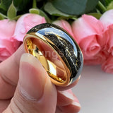Polished Shiny Domed Sandblast Foil Inlay 8mm Tungsten Carbide Comfort Fit Wedding Bands Men/Women Fashion Jewelry
