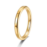 Luxury Gold Color Polished Classic 2mm/4mm Thin Tungsten Carbide Women Men's Rings Simple Round Wedding Bands