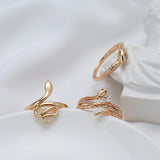 Exquisite Filled 14K Rose Gold Snake Design AAA+ Zircon Diamonds Women's Rings - Animal Vintage Jewelry