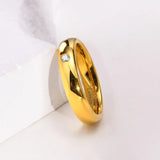 18k Gold Plated 4mm Zirconia Tungsten Rings For Women Men Wedding Bands Engagement Couple Rings Anniversary Jewelry