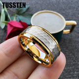 Fabulous Black/Gold/Rose/Original Color 8MM Men Women Comfort Fit Hammer Ring Tungsten Wedding Band