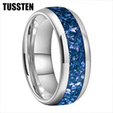 Awesome Blue Crystal Stone Inlaid 4/6/8MM Men's and Women's Comfortable Fit Wedding Tungsten Rings