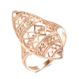 Luxury 14K Rolled Rose Gold Micro Wax inlay AAA Zircon Diamonds Ethnic Women's Rings Trendy Vintage Wedding Jewelry