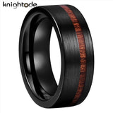New Fashion 8mm Offset Flat Brushed Grooved Wood Inlay Tungsten Carbide Comfort Fit Wedding Band - Engagement Ring