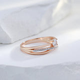 New Arrival Crossing Design 14K Filled Rose Gold AAA+ Zirconia Diamonds Luxury Rings - Personality Matching Jewelry