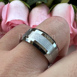 Popular Beveled Center Brushed and Polished 10mm Large Ring Men's Tungsten Engagement Comfortable Fit Ring