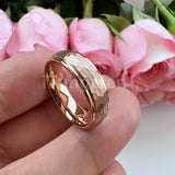 Marvelous Domed Stepped Edges 6mm 8mm Tungsten Hammer Comfort Fit Engagement Wedding Band Men, Women Trendy Jewelry