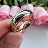 High Polished 6mm 8mm Tungsten Marriage Two Tone Comfort Fit Wedding Bands For Men, Women - Trendy Fashion Jewelry