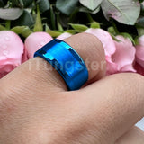 Center Brushed Polished Finish 10mm 12mm Mens Tungsten Flat Big Finger Rings, Comfort Fit Engagement Wedding Bands