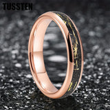 Pleasing Black Inlaid Gold Color Foil 4mm Tungsten Carbide Steel Rings  Wedding Ring for Men and Women Jewelry