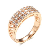 Classic Luxury Filled 14K Rose Gold Full Inlay AAA Zircon Diamonds Hollow Geometric Square Rings Jewelry Rings