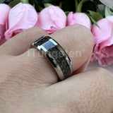 Outstanding Black Carbon Fiber Inlay 8mm Blue Tungsten Men Women Rings Comfort Fit Engagement Wedding Bands