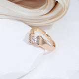 New Design Luxury Square AAA Cubic Zircon Diamonds Rolled Rose Gold of 14-Karat Purity Fine Jewelry Rings For Women