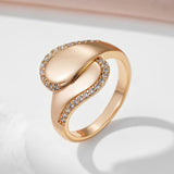 Luxury Vintage Glossy 14K Rolled Rose Gold AAA Zircon Diamonds Pave Setting Rings For Women Trendy Fine Jewelry