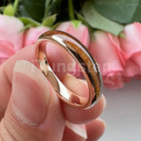 Domed Polished Trendy 4mm 6mm 8mm Koa Wood Ring Tungsten Comfort Fit Wedding Band For Men Women Jewelry