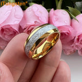 Awesome Meteorite Inlay 6mm 8mm Tungsten Carbide Ring for Men Women - Engagement Wedding Band Fashion Jewelry