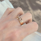 Dazzling Hollow Vintage Pattern AAA+ CZ Diamonds Filled 14K Rose Gold Rings for Women Daily Smooth Geometric Jewelry