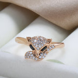 Amazing 14K Rolled Rose Gold Cute AAA+ Zircon Diamonds Full Paved Fox Rings For Women Party Fashion Gifts