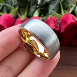 Domed Brushed Multicolor 6mm 8mm Tungsten Comfort Fit Wedding Engagement Ring For Women Men
