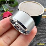 Super Beveled Edges Matte Finish Gold 10/12MM Tungsten Carbide Rings for Men Women, Fashion Engagement Wedding Bands