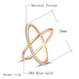New Micro-wax Vintage Luxury Geometry Cross 14K Filled Rose Gold Rings AAA+ Cubic Zirconia Diamonds Fine Jewelry