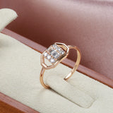 New Elegant Geometric Hexagon Square Filled 14K Rose Gold AAA Zircon Diamonds Trend  Jewelry Party Rings for Women
