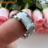 Popular Beveled Center Brushed and Polished 10mm Large Ring Men's Tungsten Engagement Comfortable Fit Ring