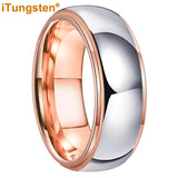 High Polished 6mm 8mm Tungsten Marriage Two Tone Comfort Fit Wedding Bands For Men, Women - Trendy Fashion Jewelry