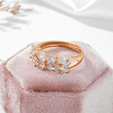 Gorgeous Rolled 14K Rose Gold AAA Zirconia Crystals Full Pave Open Rings for Women - Size Adjustable Luxury Jewelry