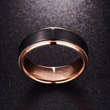 Luxury Black Brushed Cut Edge Rose Gold Inside 4/6/8mm Tungsten Carbide Ring  Men Women Wedding Band Couple Rings