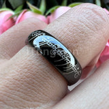 Trendy Laser Engraved 6mm 8mm Fashion Tungsten Carbide Comfort Fit Ring for Men Women - Engagement Wedding Band