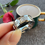 New Arrivals Black CZ Inlay 8MM Tungsten Steel Combination Cool Men's Promise Wedding Bands Rings