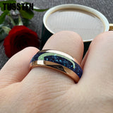 Awesome Blue Crystal Stone Inlaid 4/6/8MM Men's and Women's Comfortable Fit Wedding Tungsten Rings