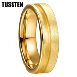 Customized Inlay, 1.5mm Offset Groove Pipe Cut Matte 6MM Gold/Silver Tone Tungsten Blank Core Comfort Fit Rings