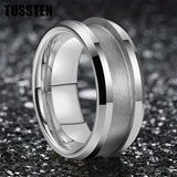 Classic Marvelous Groove Domed Polished 10mm Tungsten Blank Core with 6mm Comfort Fit Rings