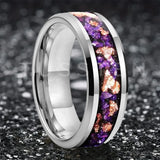 Amethyst Gold Stone in the Middle Groove 6/8MM Men's and Women's Comfort Fit Engagement Wedding Rings and Bands