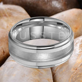 Tungsten Blank Core 3/4MM Groove Stepped Polished 10MM  Comfort Fit Rings and Wedding Bands for Men and Women